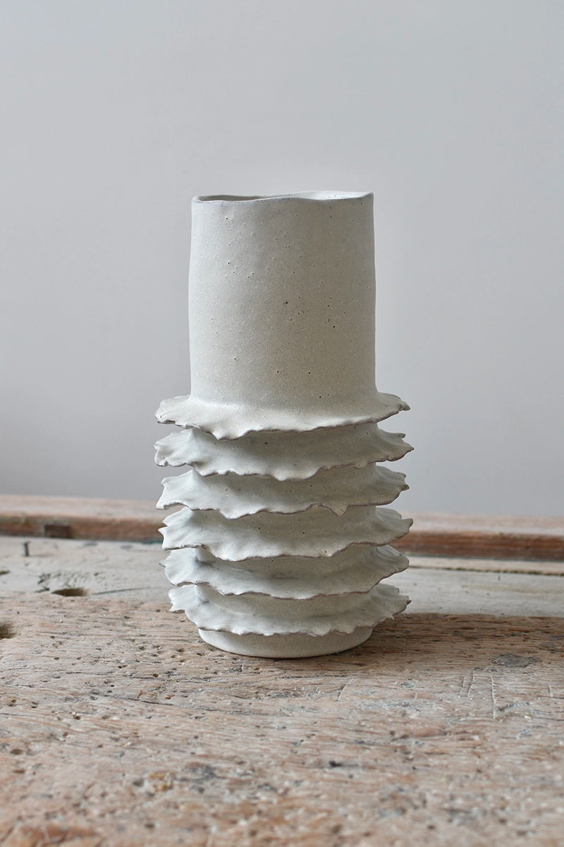 White coastal vase by OWO Ceramics