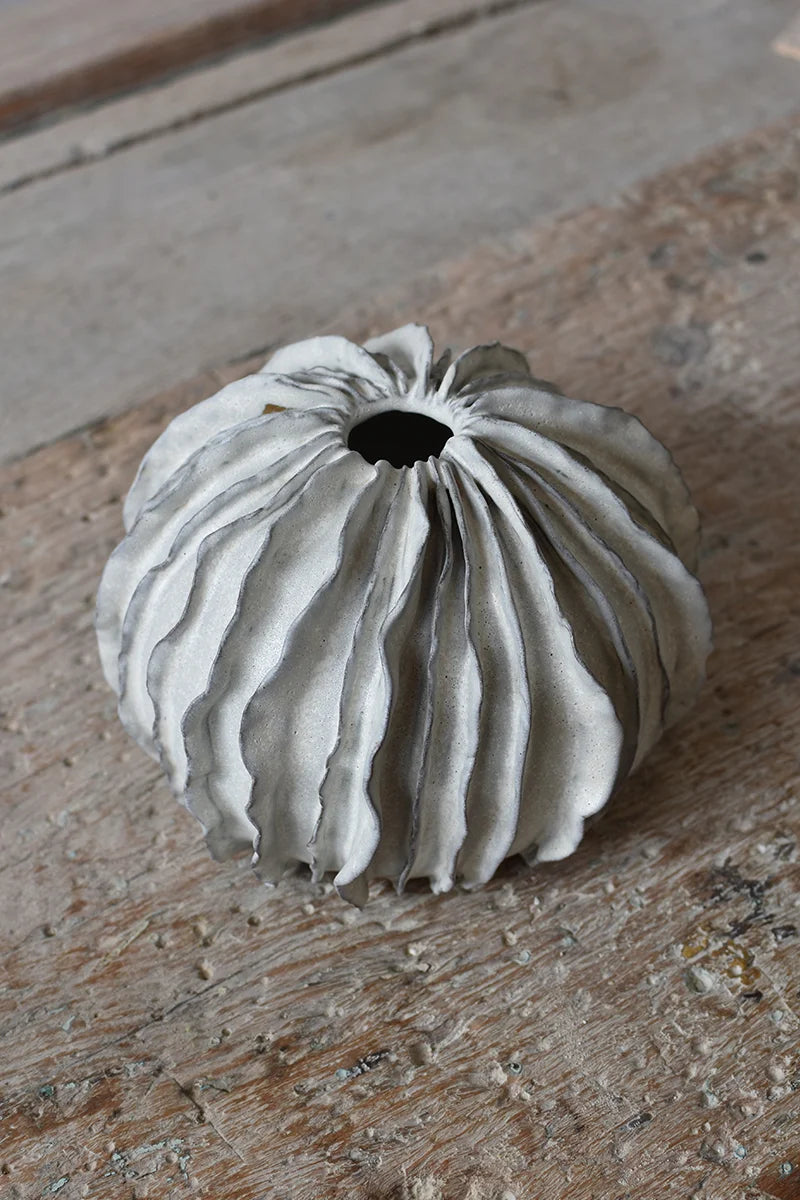 Round ceramic vase inspired by sea life, handmade by OWO Ceramics