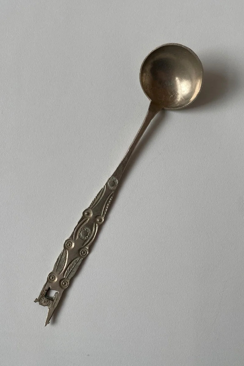 Handmade Latin American antique folk art engraved tea spoon