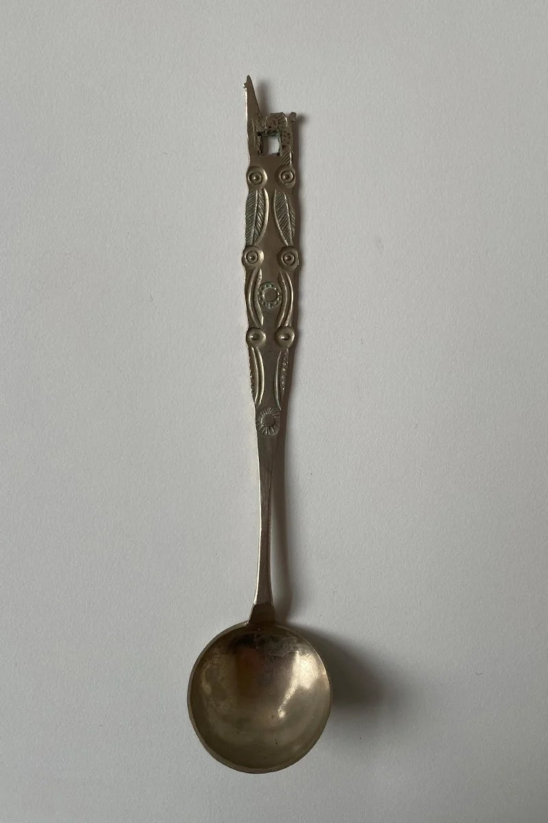 Latin American antique folk art engraved tea spoon