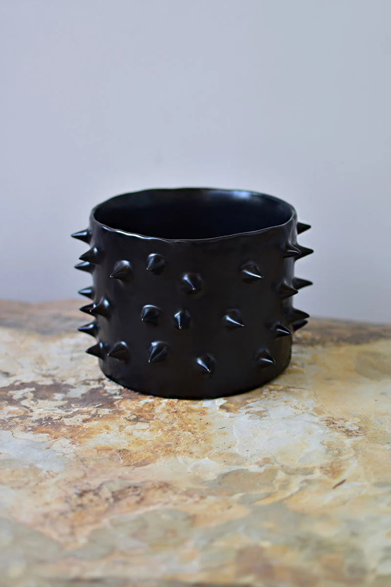 Spikes Black Ceramic Handmade Planter