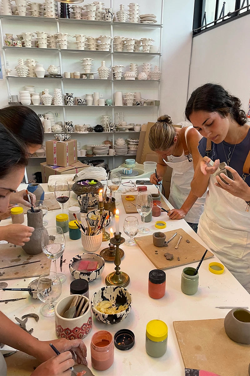 Wine and pottery class in Buenos Aires at OWO Ceramics Studio