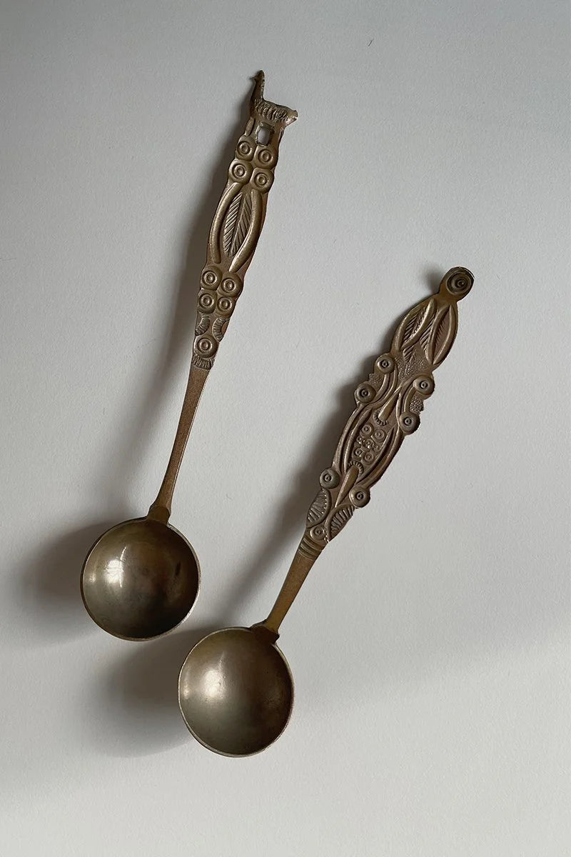 Handmade Latin American folk art vintage tea spoons