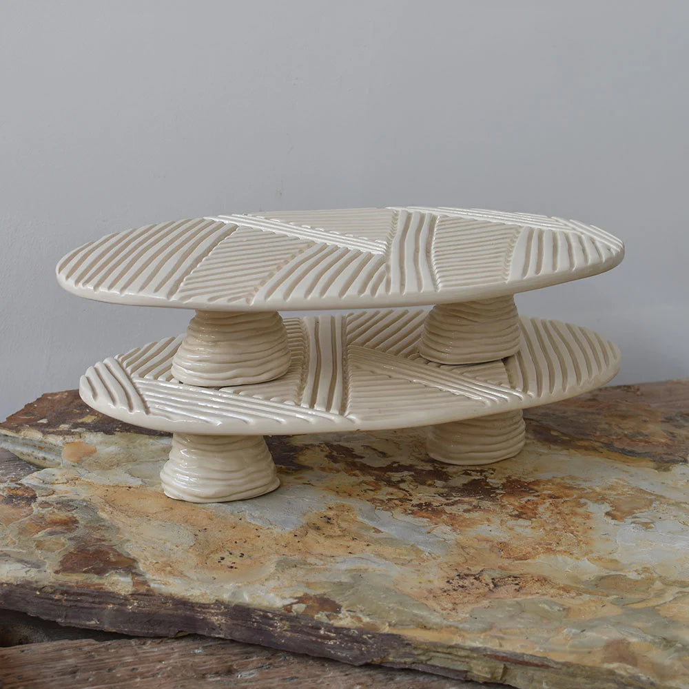 Handmade pottery platters inspired by Qatar’s desert