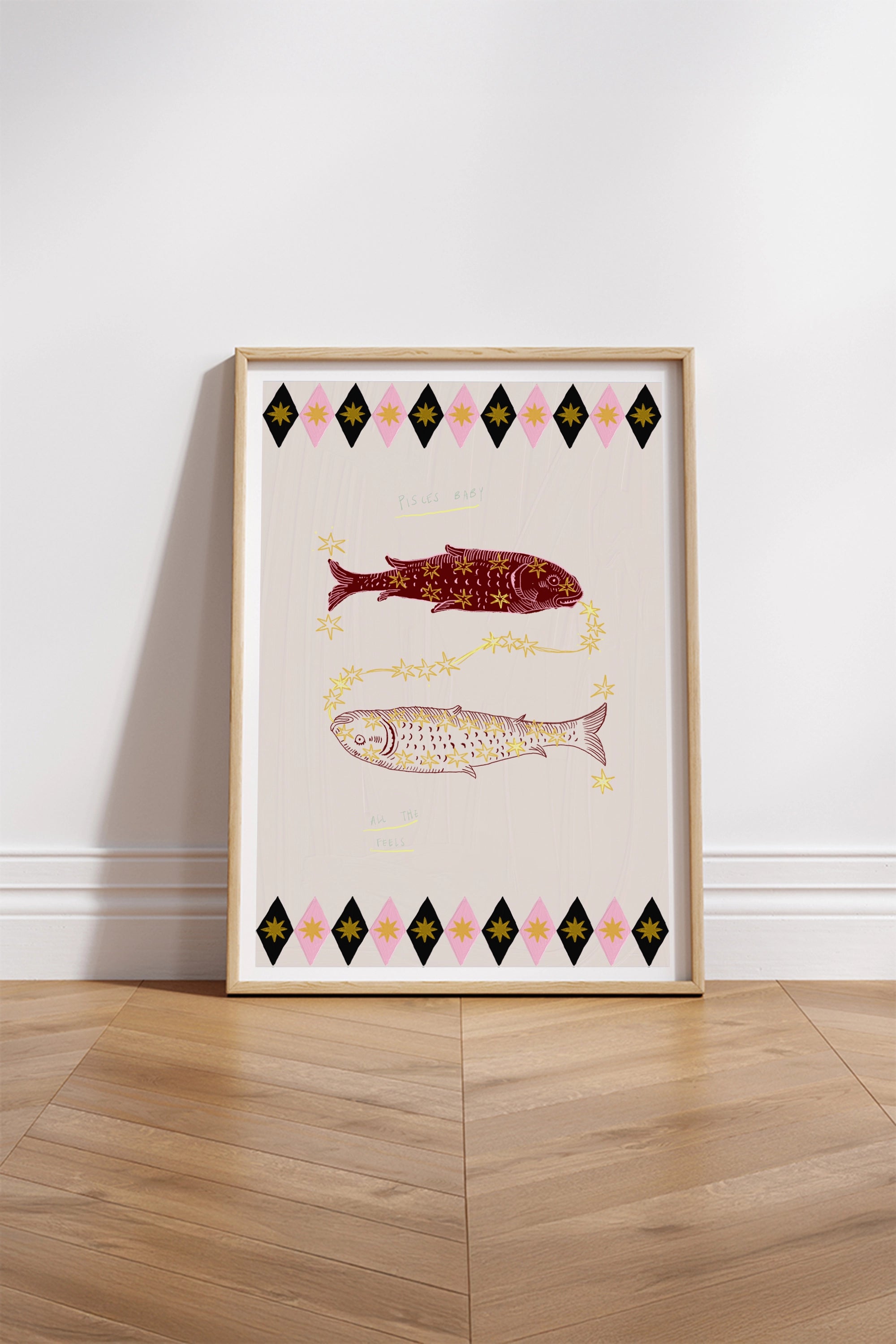 Pisces zodiac sign art print by Leticia Gagetti