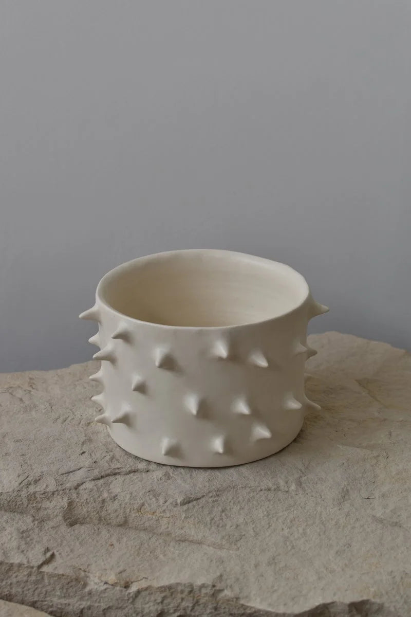 Pottery handmade plant pot with spikes by OWO Ceramics