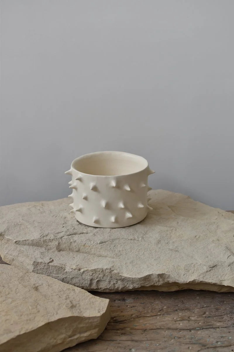 Clay handmade plant pot with spikes by OWO Ceramics